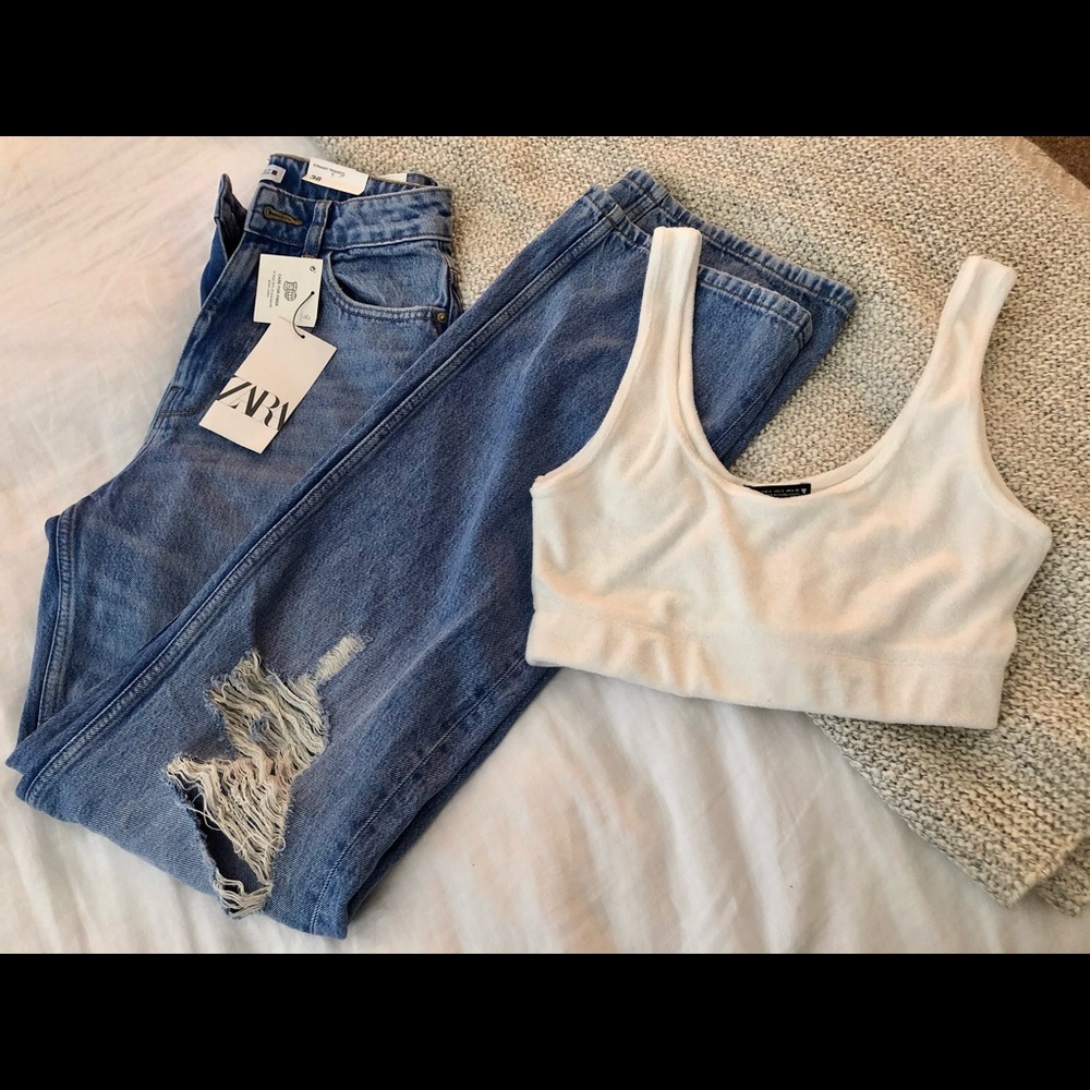 ZARA FULL LENGTH HIGH RISE STRAIGHT LEG JEANS 36 4